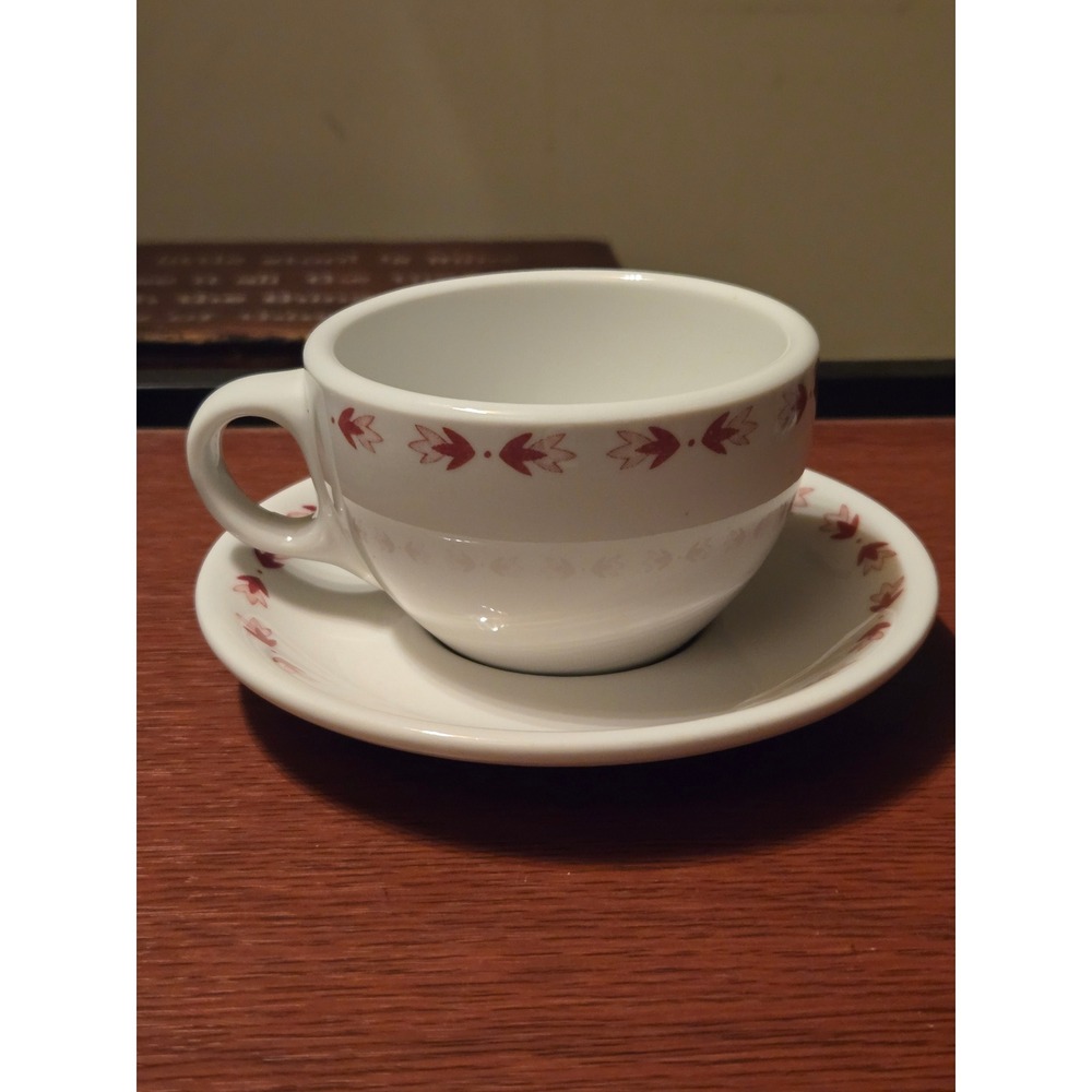 Vintage Shenango China USA Red Leaf Restaurant Ware Coffee Cup and Saucer Set